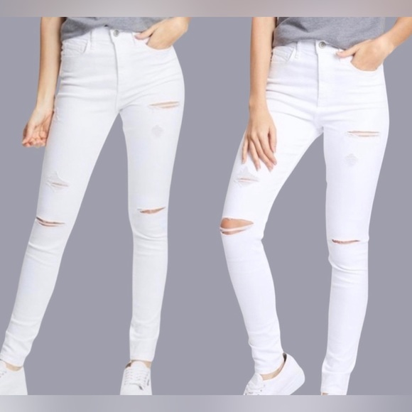 HOLLISTER High Rise Super Skinny Jeans distressed white denim SZ 26W 30L - Picture 6 of 14